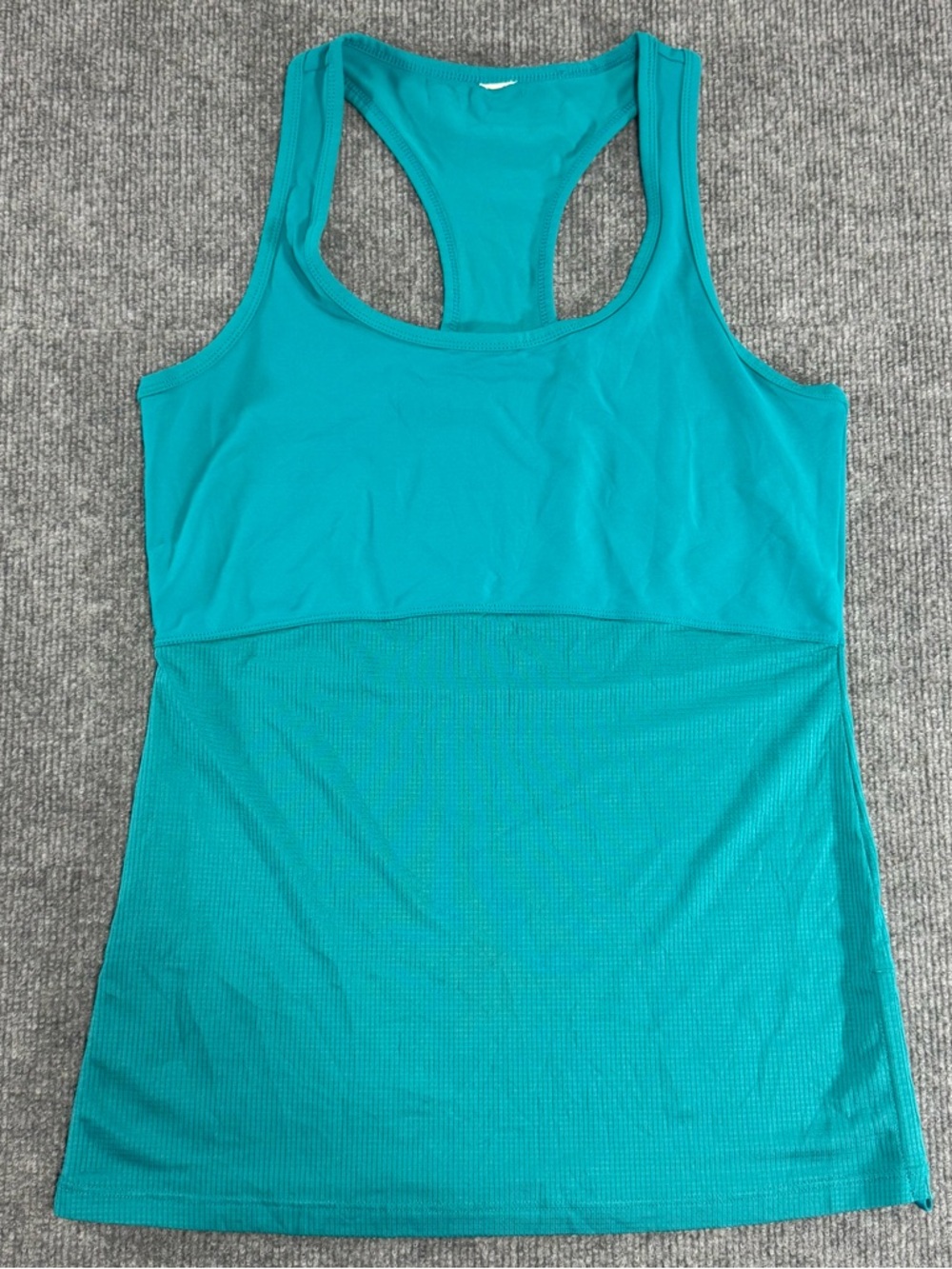 Fabletics Cashel Racerback Tank S Teal Mesh Hem Adjustable Cinched Sides Workout
